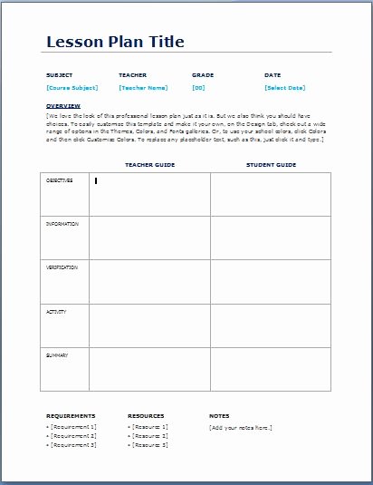 Daily Lesson Plan Template Templates Data