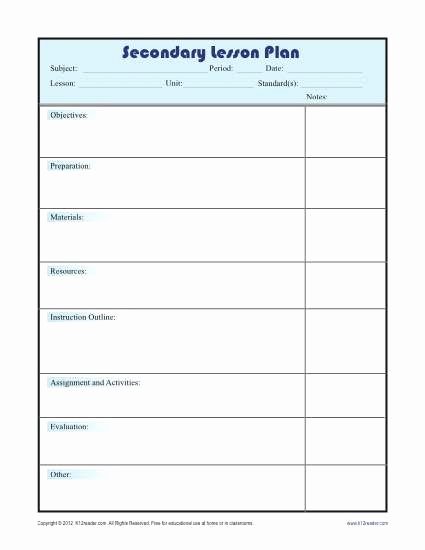 Daily Lesson Plan Template with Subject Grid Secondary