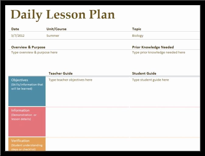 daily lesson plan template