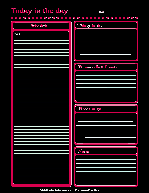 Daily Planner Template Free Printable Daily Planner for