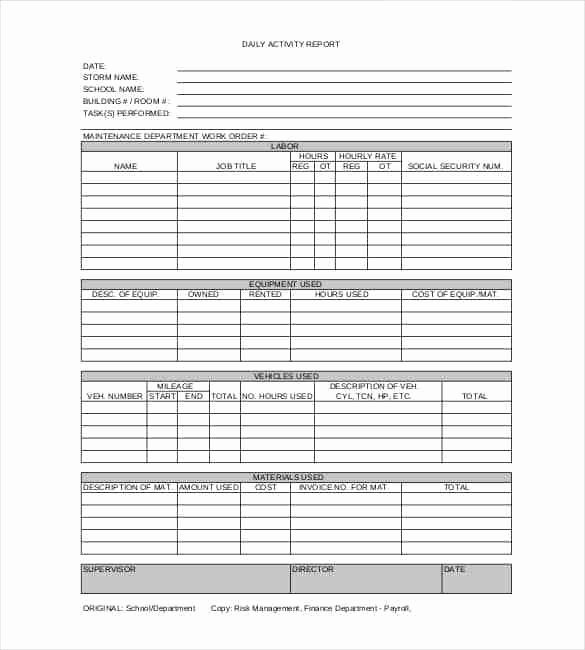 Daily Report Templates 8 Free Samples Excel Word