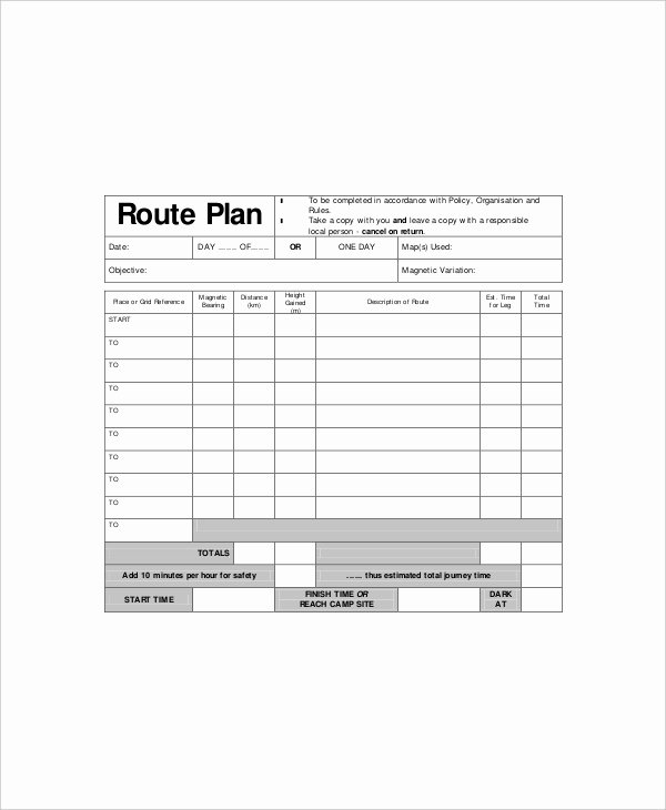 Daily Route Planner Template 3 Free Excel Pdf