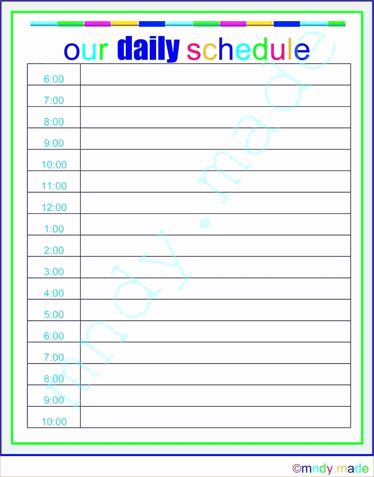 Daily Schedule Template Printable for Kids Tier
