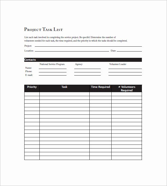 daily task list template