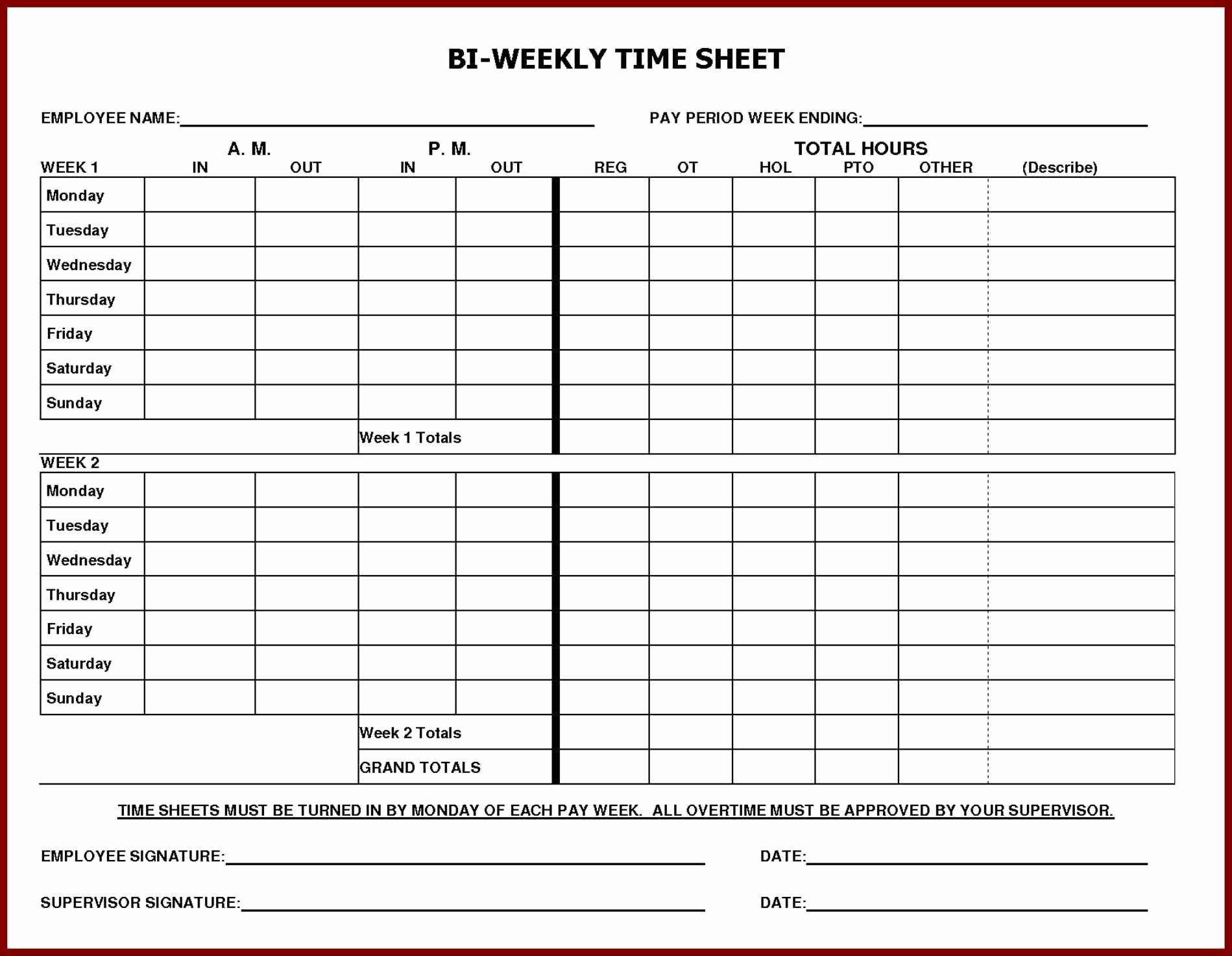 Daily Time Sheet Printable Printable 360 Degree