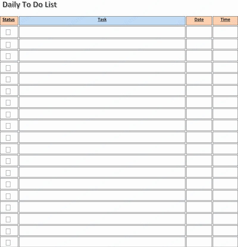 Daily to Do List Template List Templates