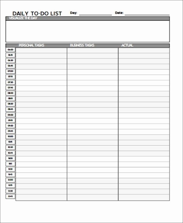 Daily to Do List Template Word