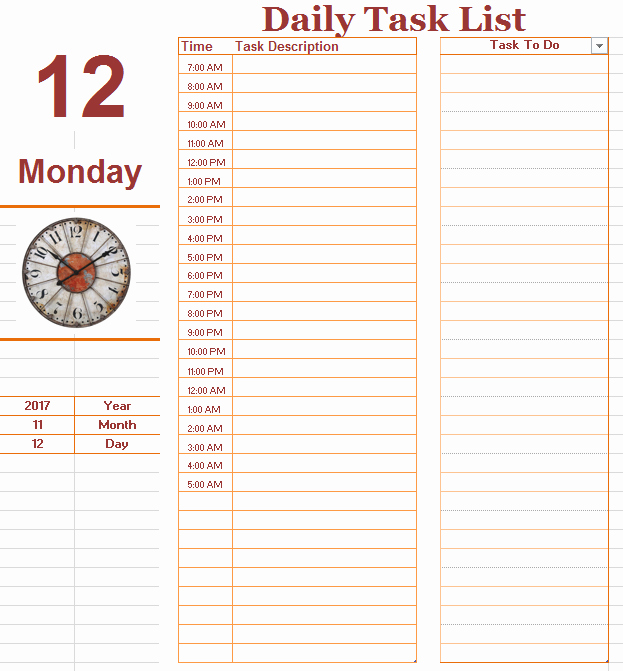 Daily to Do Task List Template Ms Fice Documents