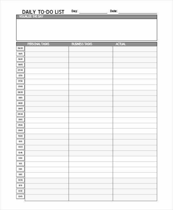 Daily todo List Template
