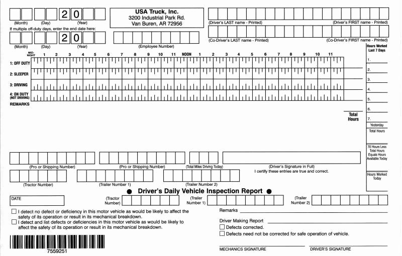 Daily Truck Driver Log Book Template Excel