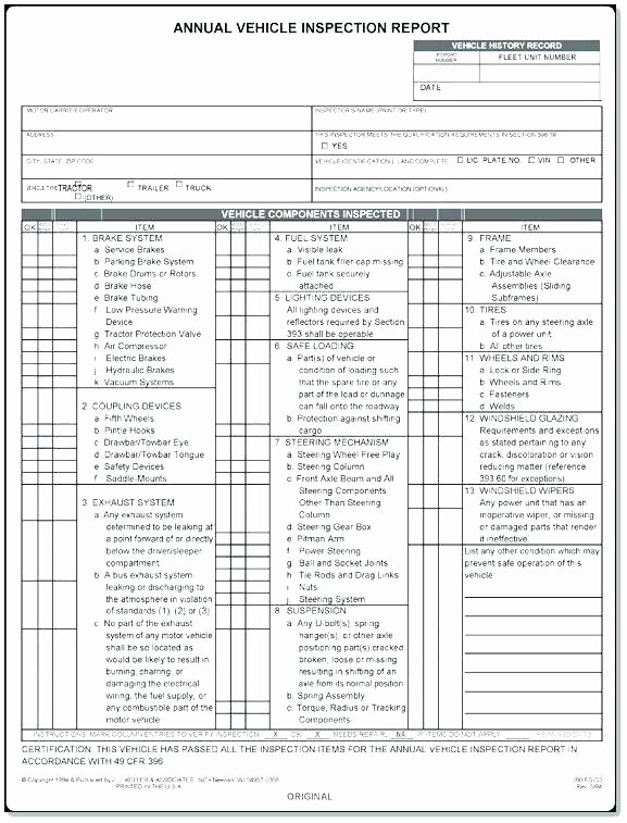Daily Vehicle Inspection Checklist Template Excel Daily
