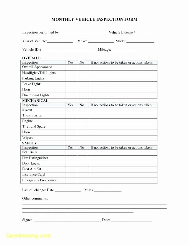 Daily Vehicle Inspection Checklist Truck Template form