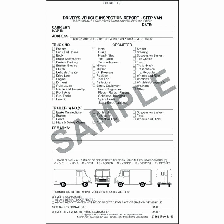 Daily Vehicle Inspection Report Template Beautiful Truck