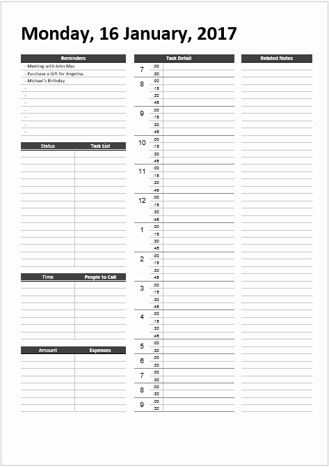 Daily Work Schedules 2 Free Ms Excel Templates Bates