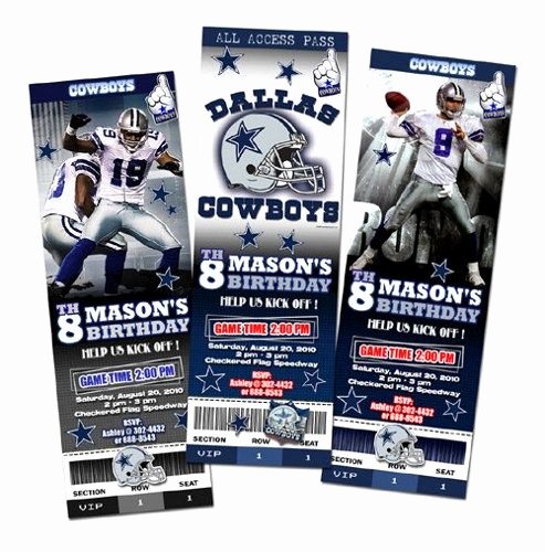 Dallas Cowboys Birthday Party Invitations Ticket Nfl