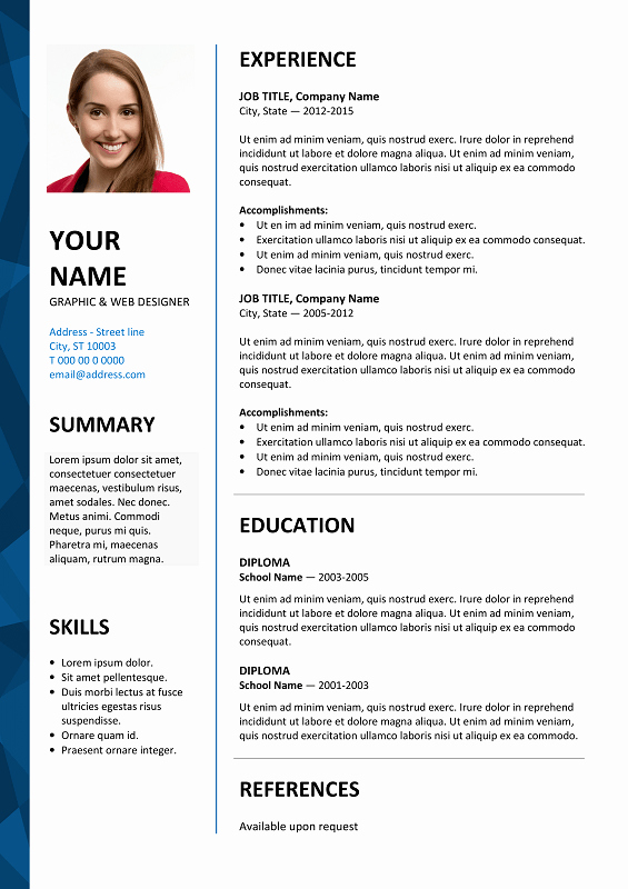 Dalston Free Resume Template Microsoft Word Blue Layout