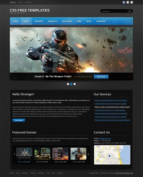 Dark Website Css Template for Portfolios Games and It