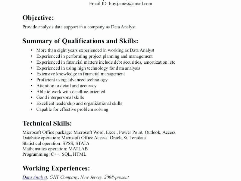 Data Analyst Job Description for Resume Database Analyst