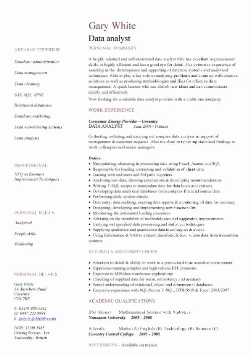 Data Analyst Job Description Resume