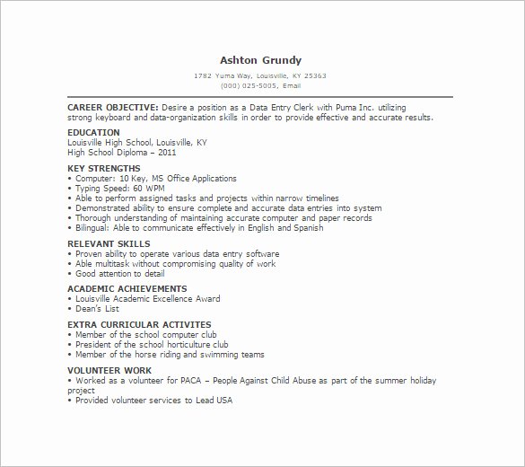 Data Entry Resume Template 8 Free Word Excel Pdf