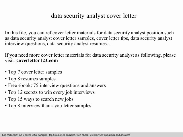 Data Security Analyst Cover Letter