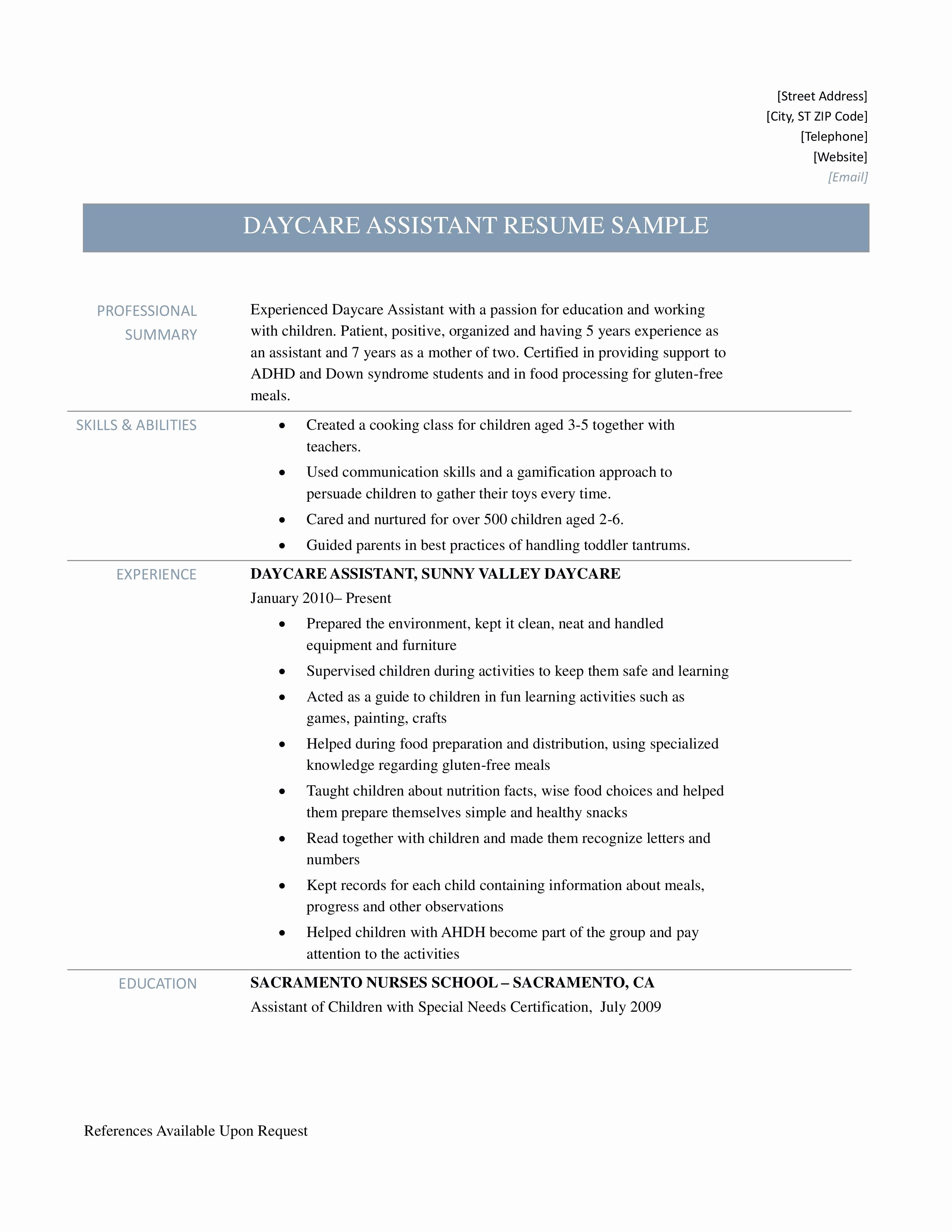 How To Write A Child Care Resume