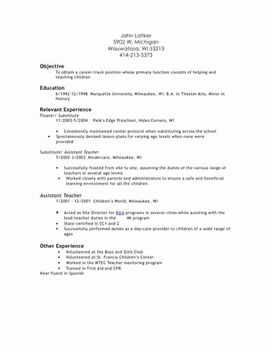 day care teacher resume