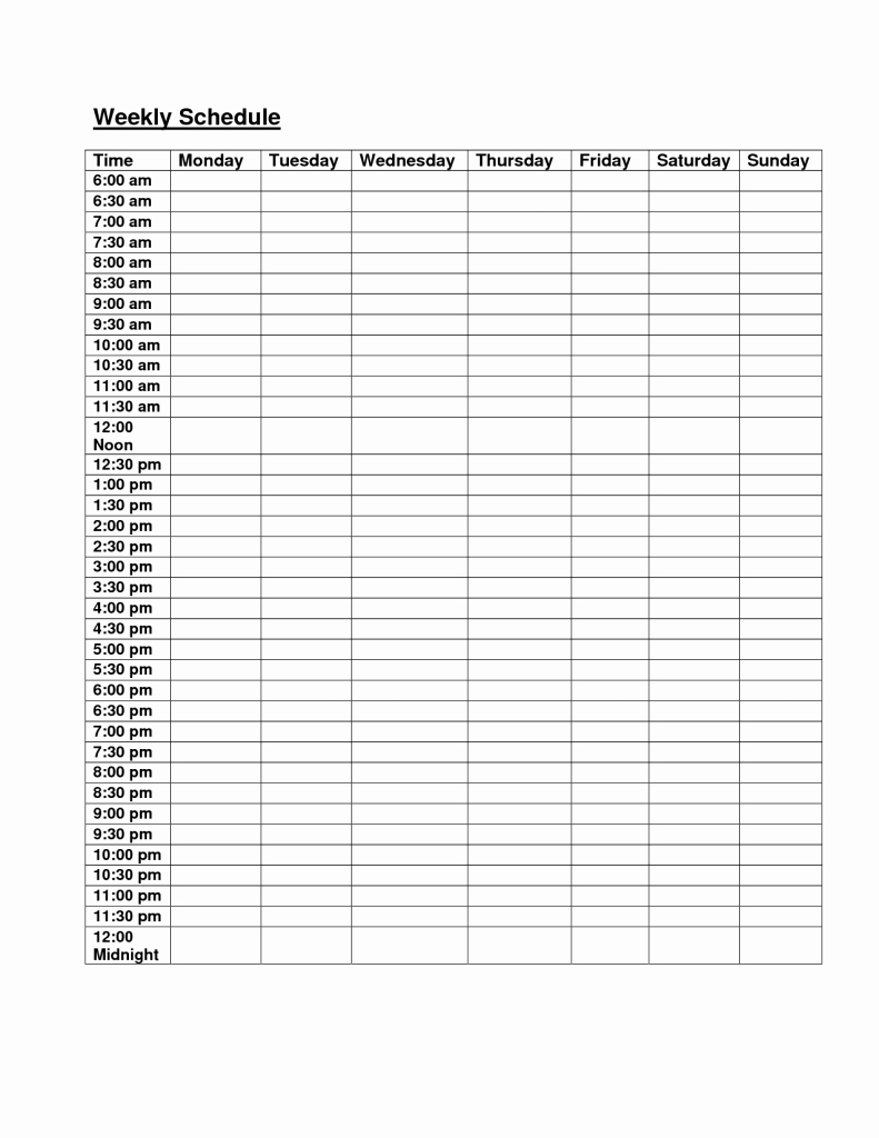 Daycare Weekly Schedule Template 7 Day Daily Schedule