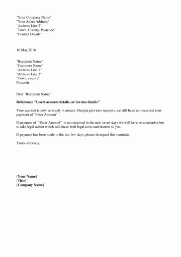 Debt Collection Letter 7 Day Letter Template Download Free