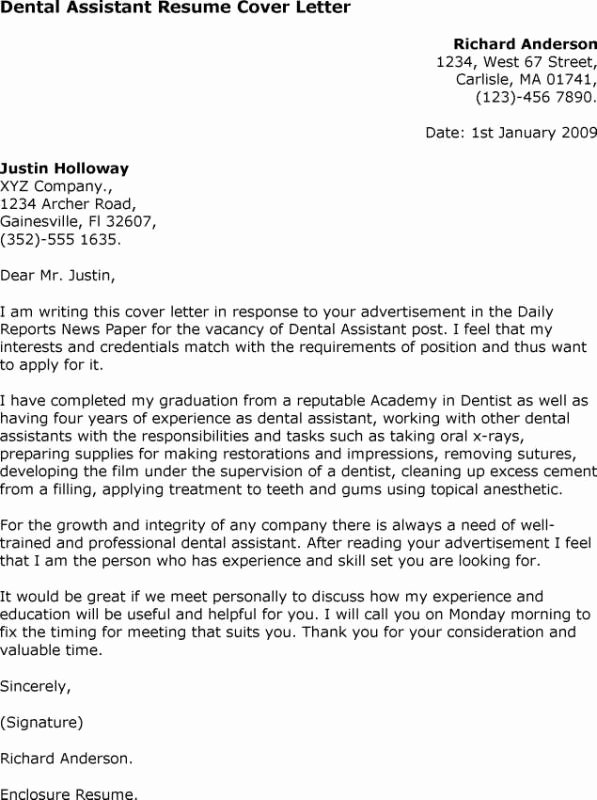 Dental assistant Cover Letter Samples