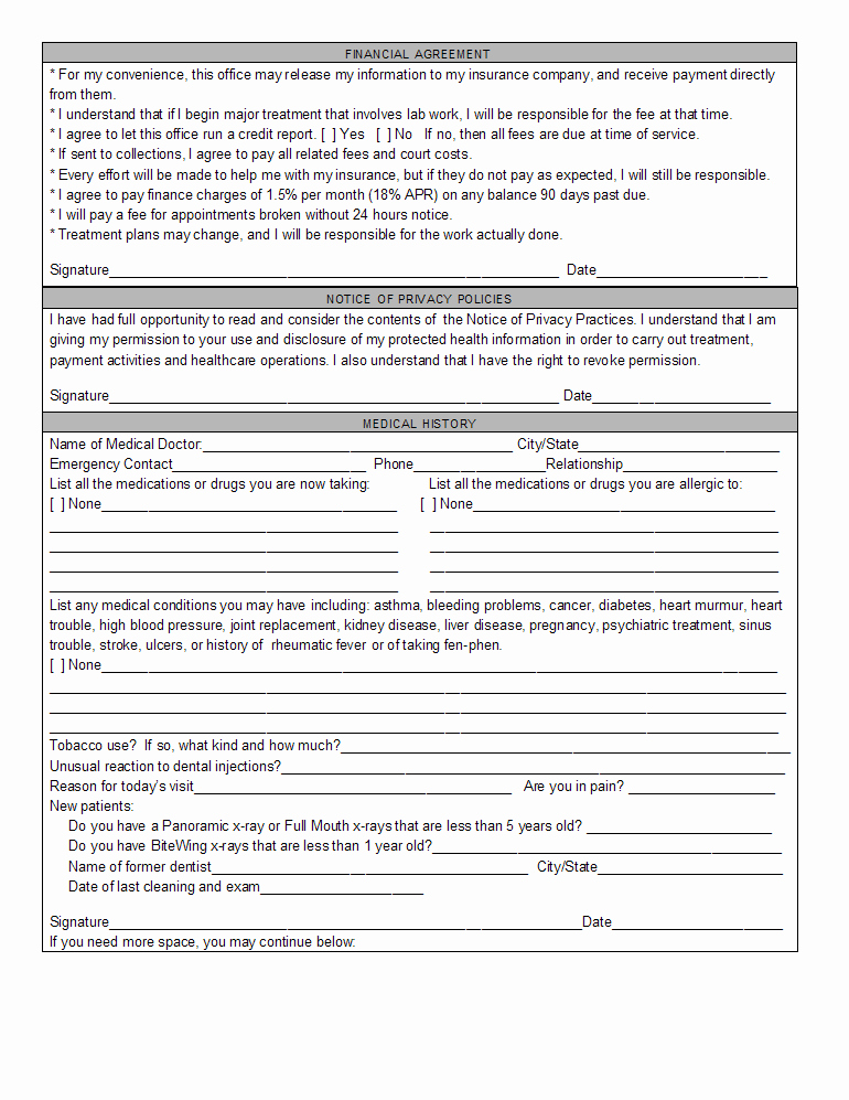 Dental Patient Registration form Template Five Moments to