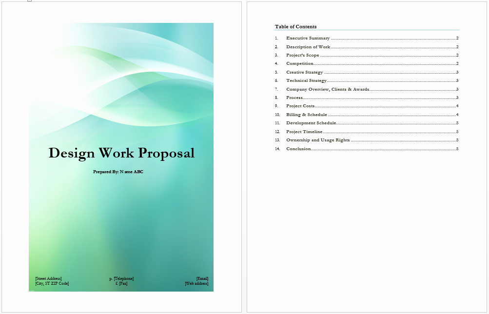 Design Work Proposal Template Microsoft Word Templates