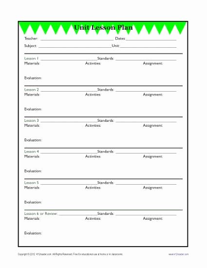 Detailed Unit Lesson Plan Template Elementary Reading