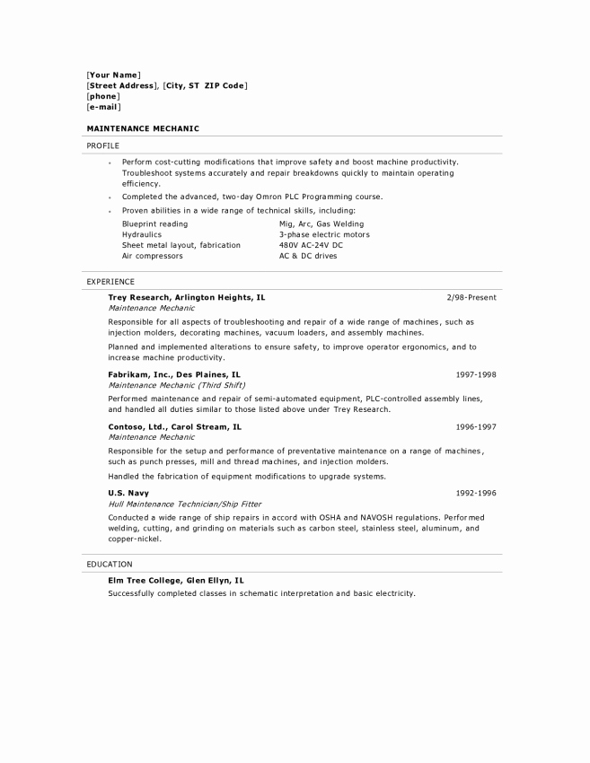 Diesel Mechanic Resume Examples Resume Sample Auto