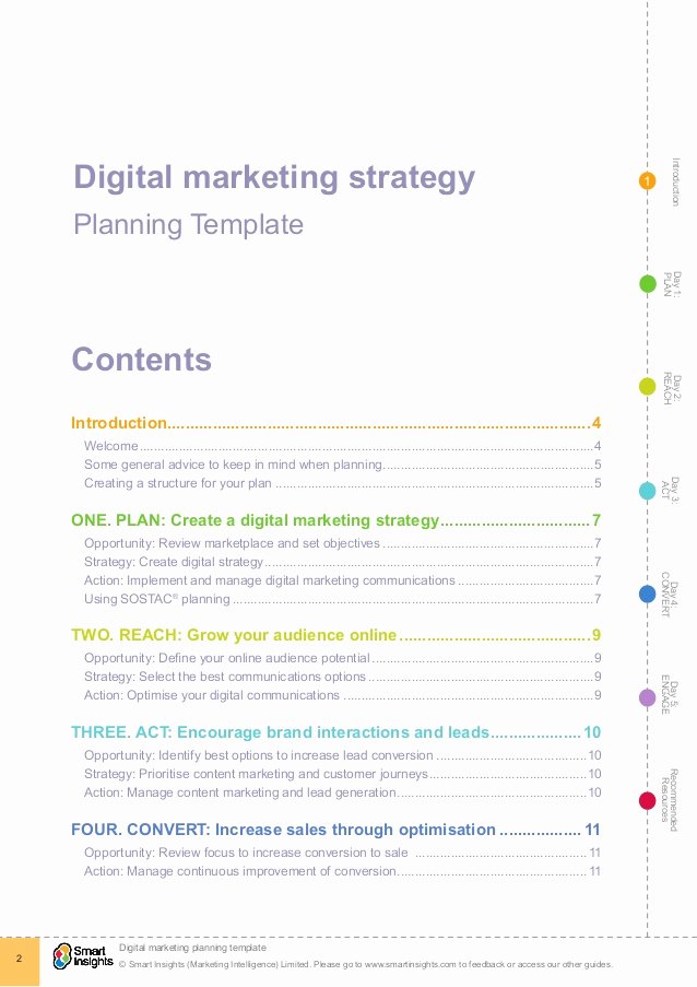 Digital Marketing Plan Template Smart Insights