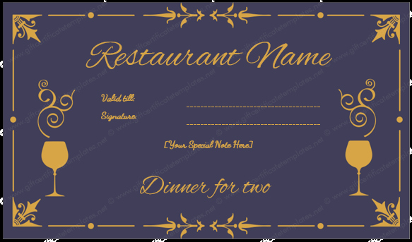 Dinner for Two Certificate Template