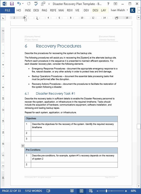 Disaster Recovery Plan Template Ms Word Excel