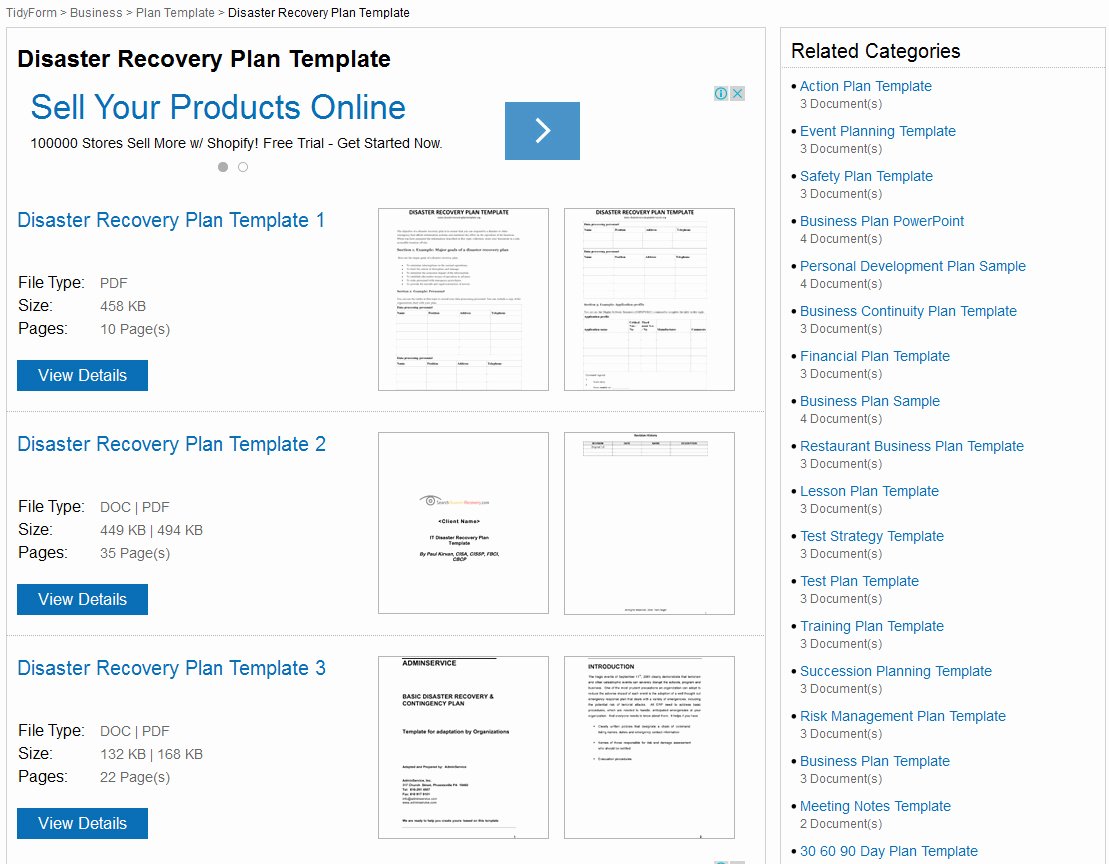 Disaster Recovery Plan Templates