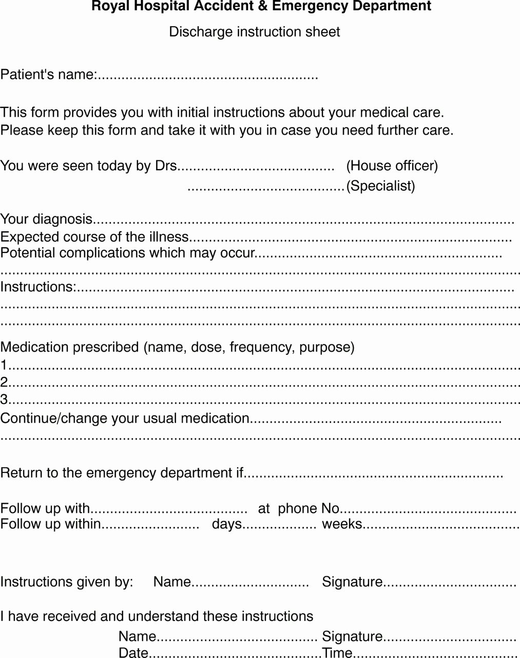 Discharge Instructions for Emergency Department Patients