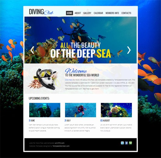 Diving Club – Free HTML5 Template