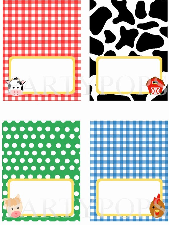 Diy Farm Party Food Label Name Place Card Tabel Tent Card