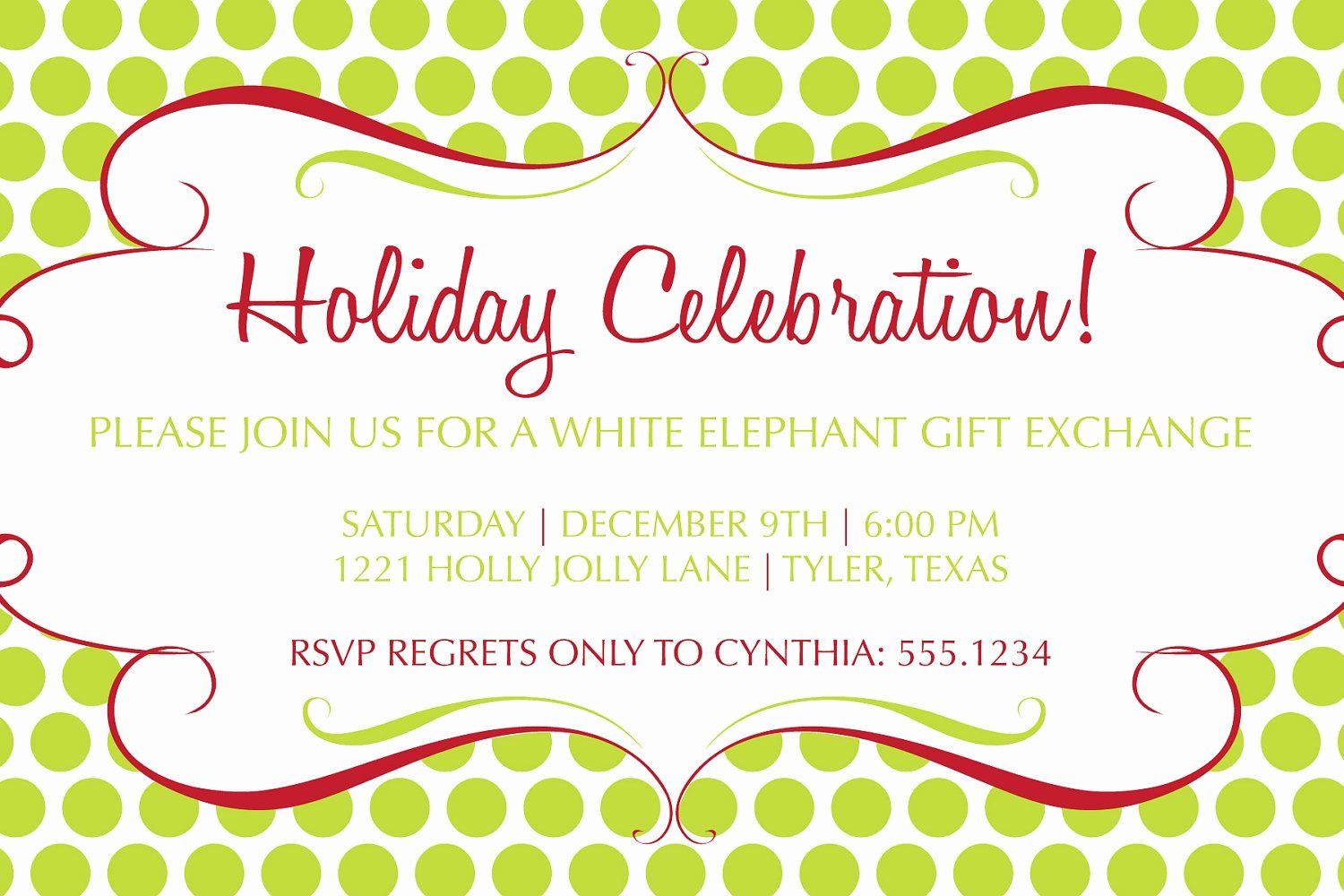 Diy Printable Christmas Party Invitation White Elephant