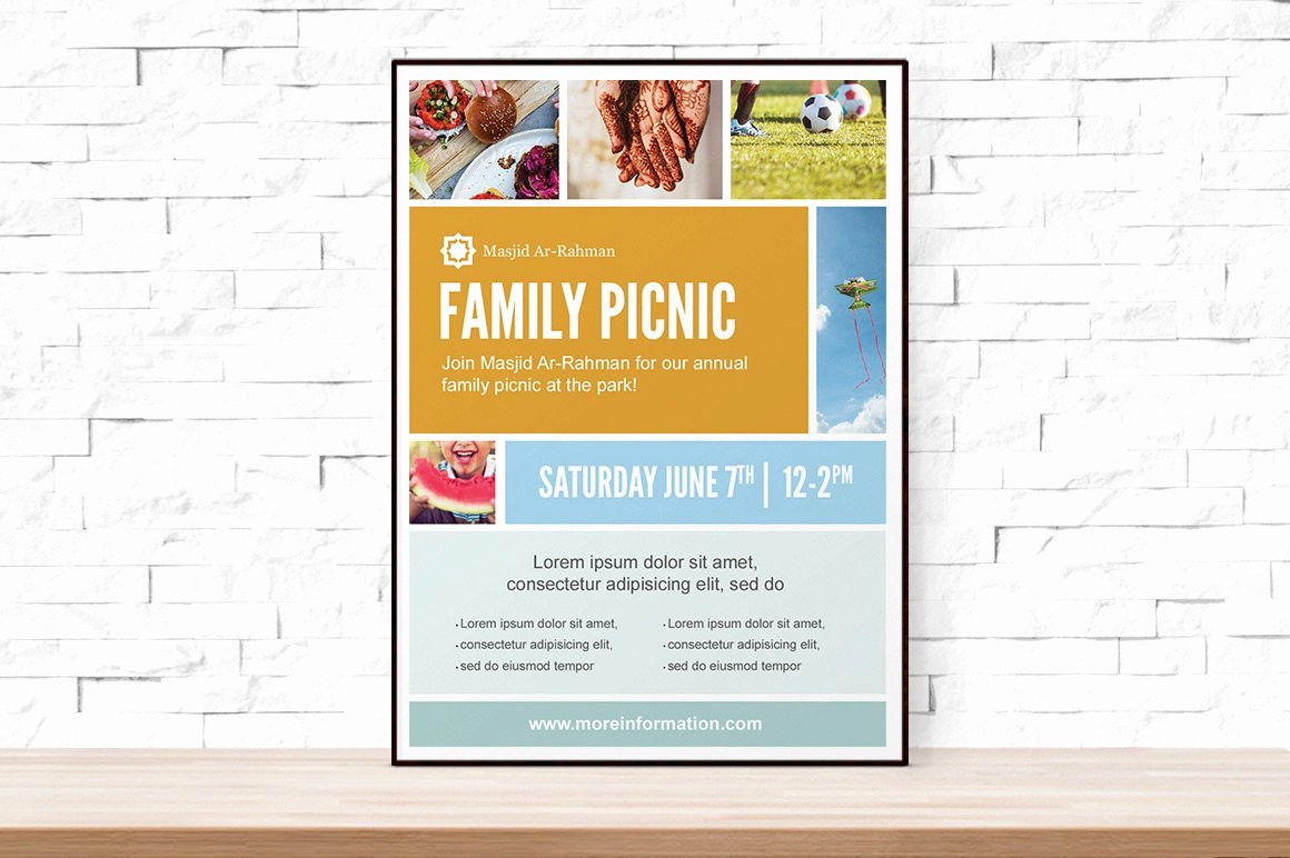 Diy Printable Picnic Collage event Template Flyer for Church