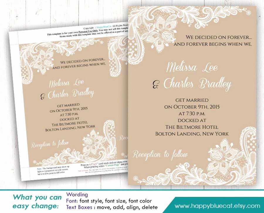 Diy Printable Wedding Invitation Template Instant