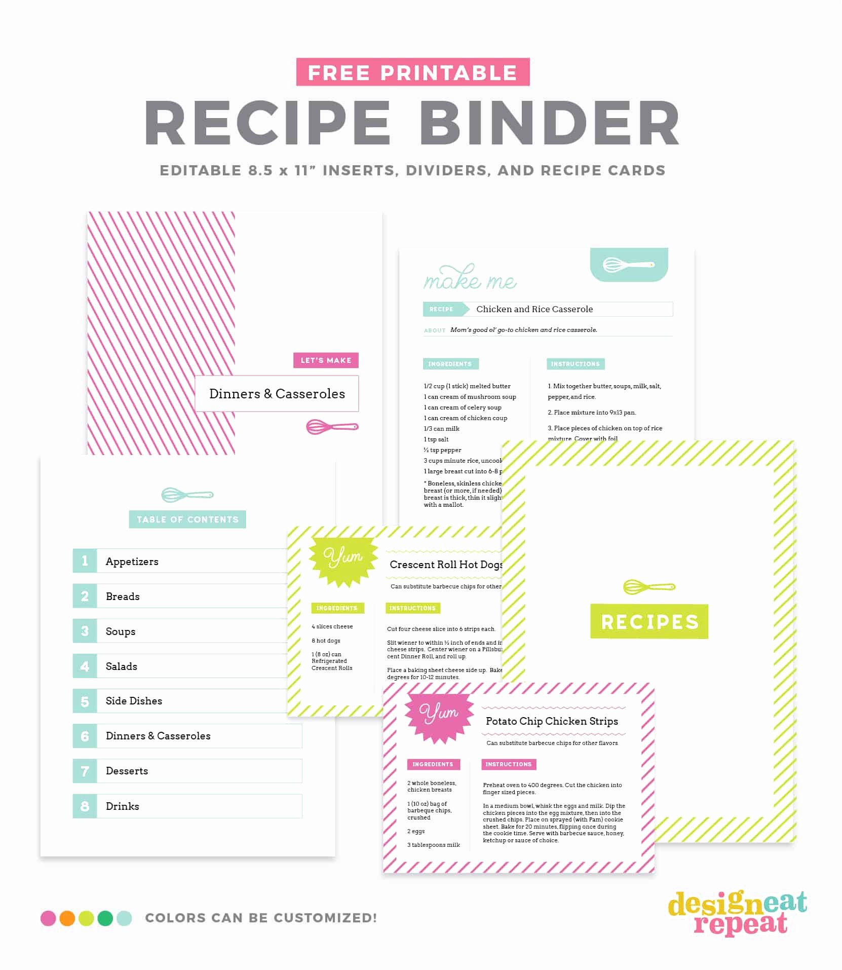 Diy Recipe Book with Free Printable Recipe Binder Kit