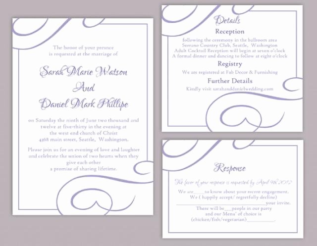 Diy Wedding Invitation Template Set Editable Word File