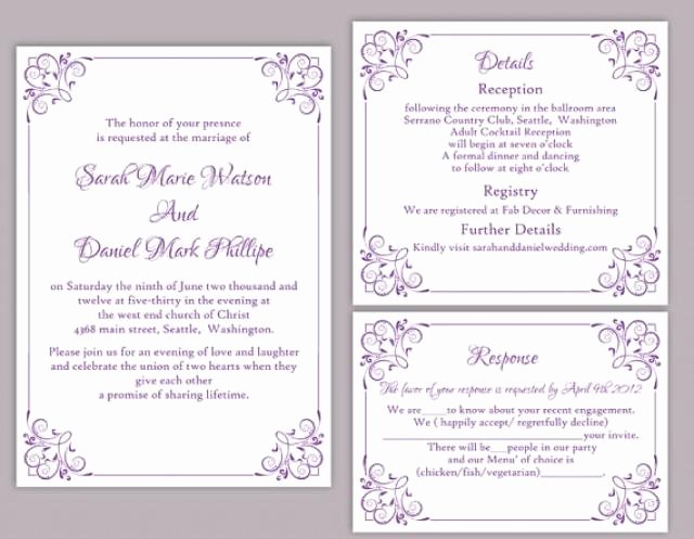 Diy Wedding Invitation Template Set Editable Word File