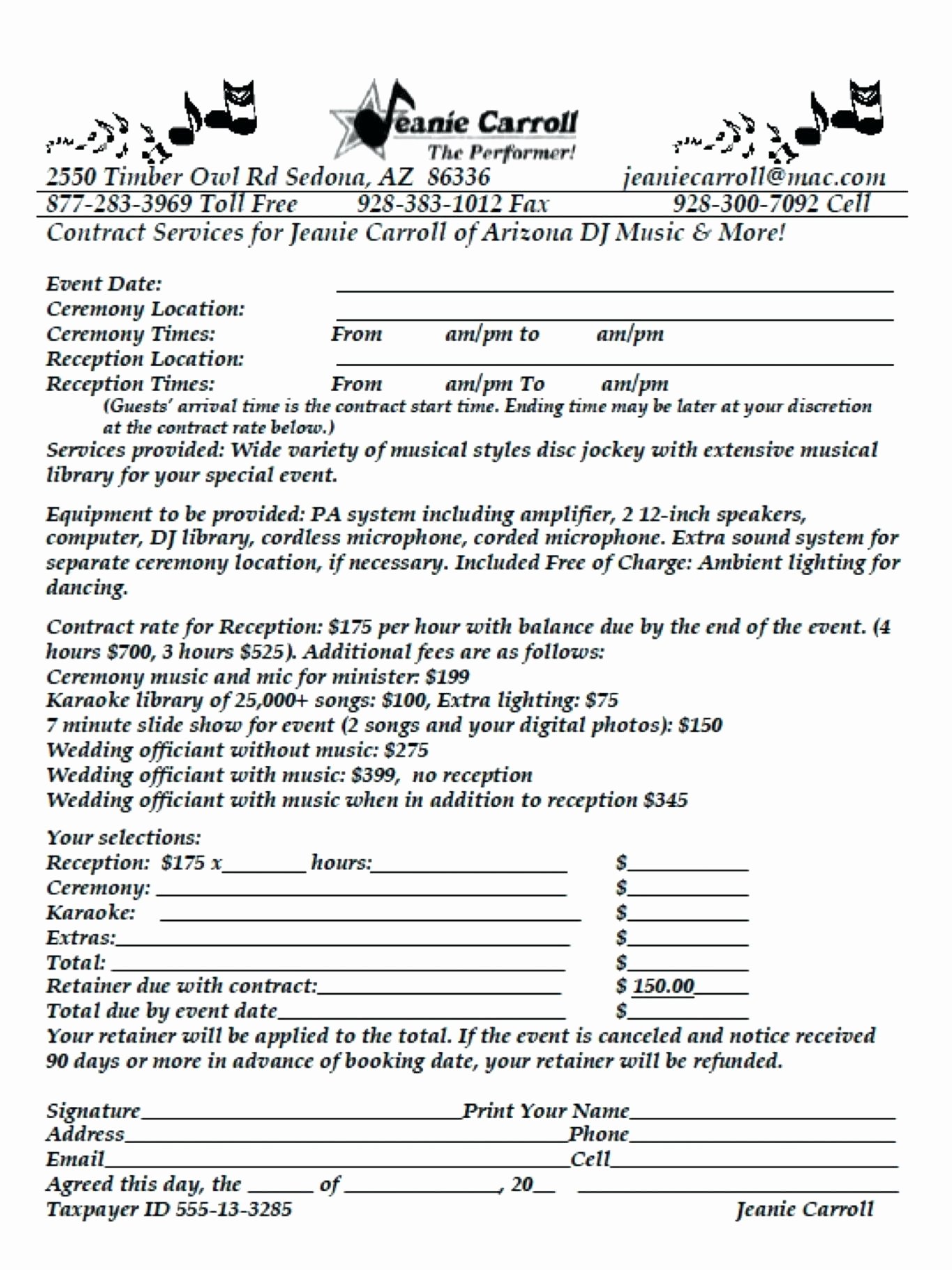 Dj Contract Agreement Template