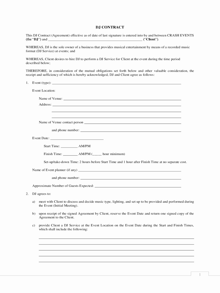 Dj Contract Template 6 Free Templates In Pdf Word