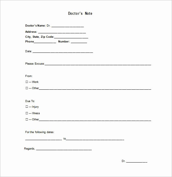 Doctor Excuse Template 7 Free Sample Example format